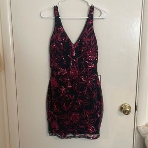 Black and Red Sequin formal dress